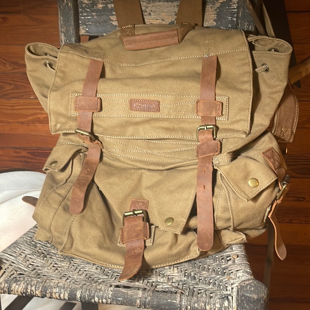 Kattee Canvas Leather Backpack ~NWOT~